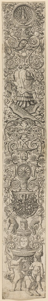Vier Kinder beim Spielen, Tafel sieben von Zwölf Ornamenttafeln von Giovanni Antonio da Brescia