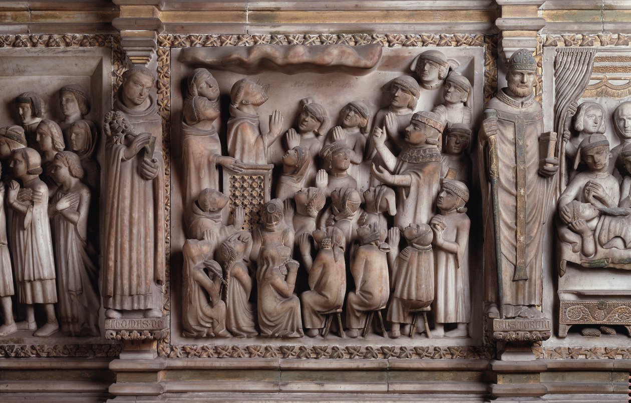Das Wunder der Wolke, weiße Marmorskulptur, 1336-1339, von Giovanni di Balduccio von Giovanni Balduccio