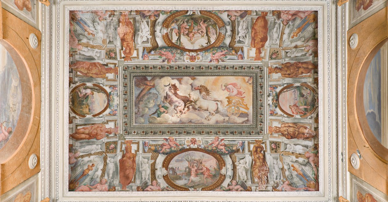 Sonnenwagen von Apollo gefahren, Apollo-Loggia, ca. 1560 von Giovanni Battista and Cambiaso Luca Castello