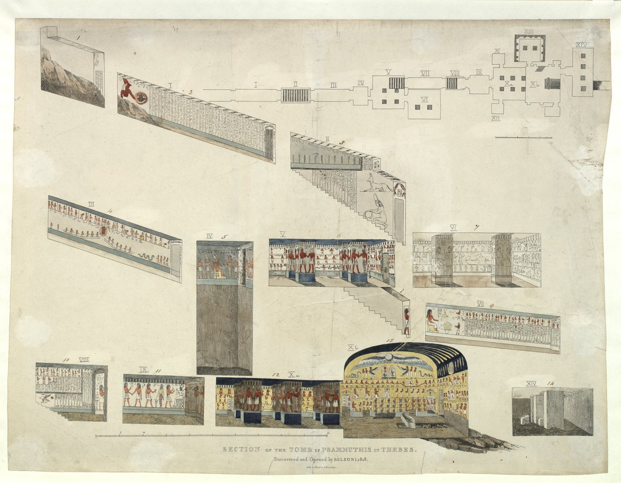 Abschnitt des Grabes von Psammuthis in Theben, entdeckt und geöffnet von Belzoni im Jahr 1818 von Giovanni Battista Belzoni