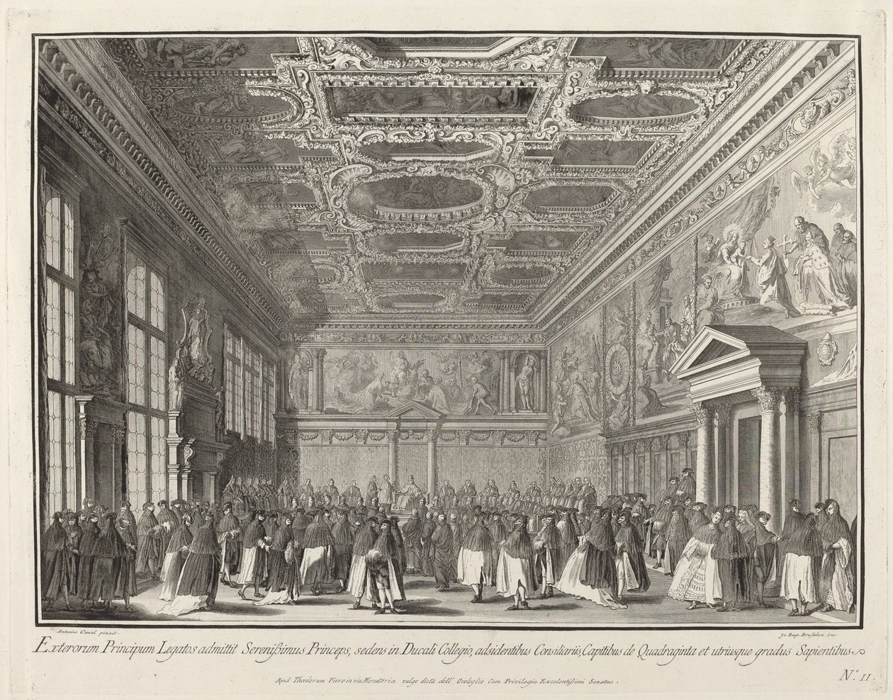 Empfang des Dogen von ausländischen Botschaftern in der Sala del Collegio, 1763-1766 von Giovanni Battista Brostoloni
