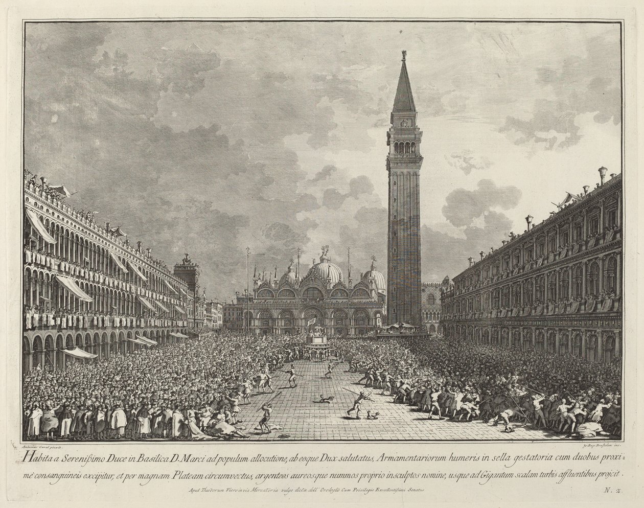 Der Doge wird über die Piazza San Marco getragen, 1763-1766 von Giovanni Battista Brostoloni