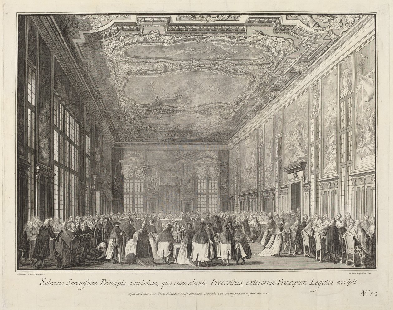 Der Doge empfängt ausländische Botschafter bei einem Bankett, 1763-1766 von Giovanni Battista Brostoloni