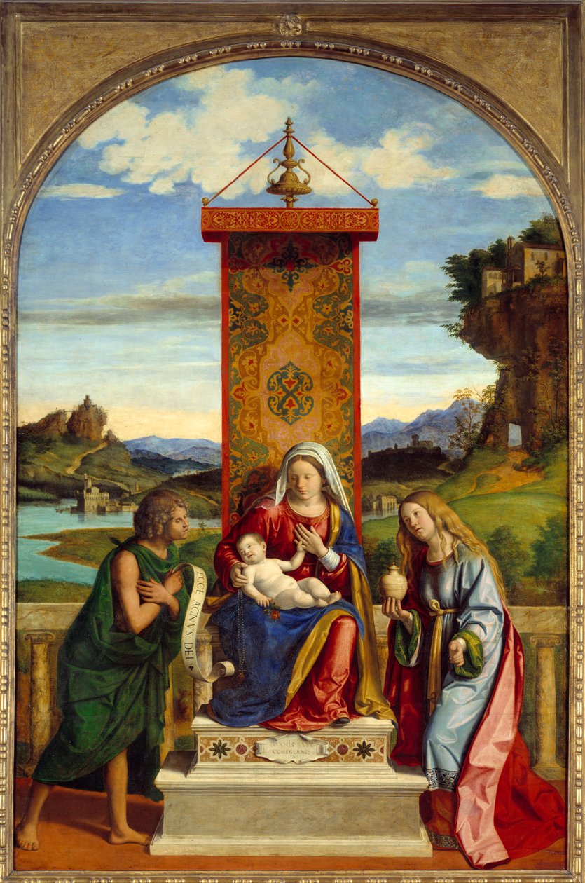 Die Jungfrau mit einem Kind zwischen Johannes dem Täufer und Maria Magdalena von Giovanni Battista Cima da Conegliano