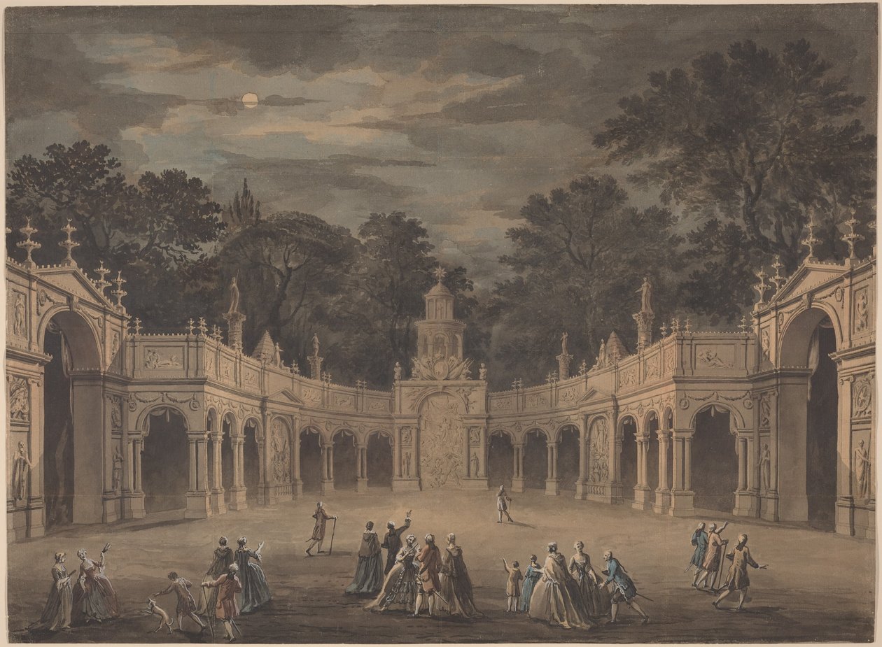 Ein Entwurf für Illuminationen zur Feier des Geburtstags von König George III von Giovanni Battista Cipriani