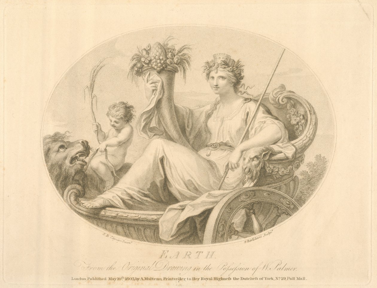 Erde, gestochen von Francescco Bartolozzi (1727-1815), veröffentlicht London, 1803 von Giovanni Battista Cipriani