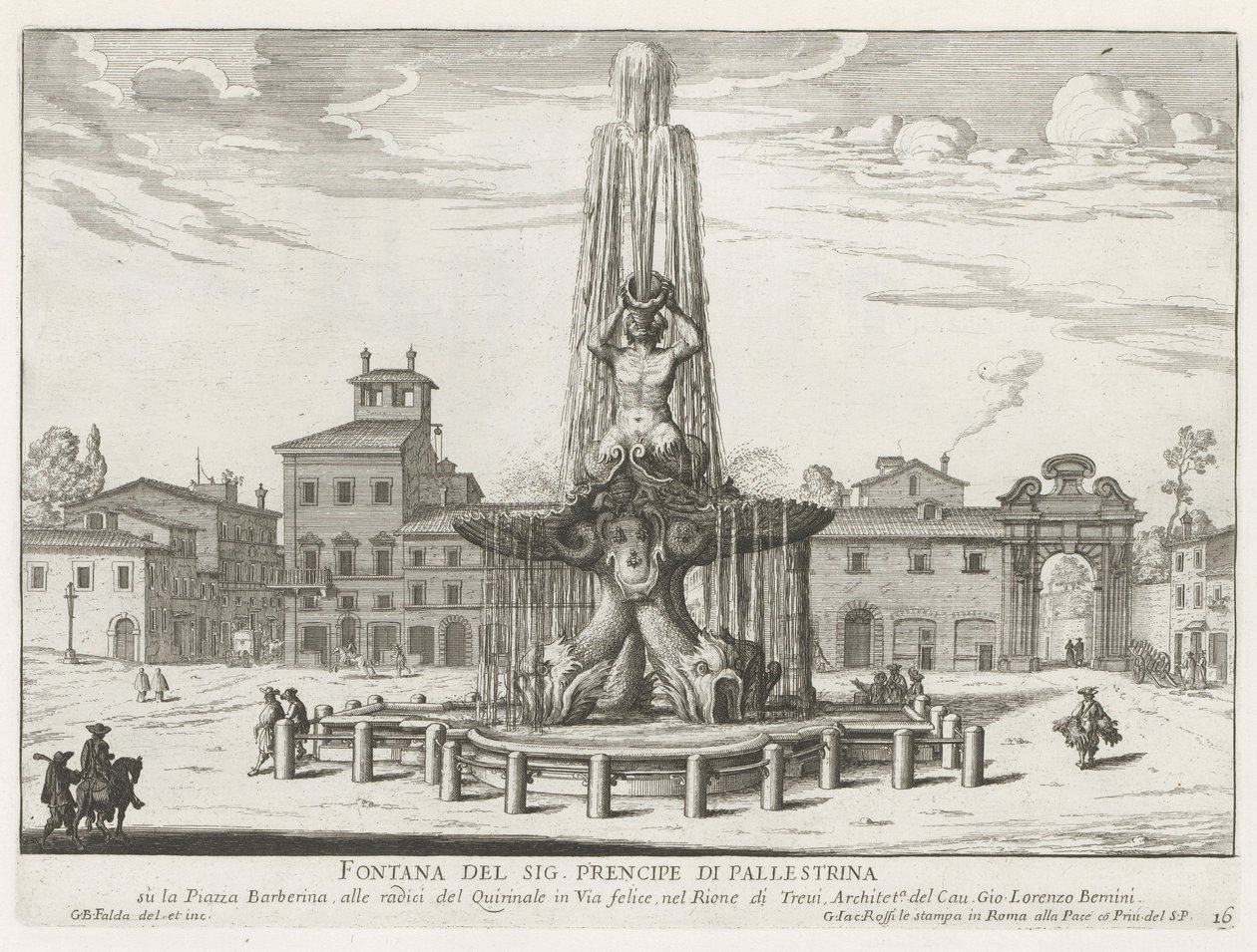 Fontana del Tritone auf der Piazza Barberini in Rom von Giovanni Battista Falda