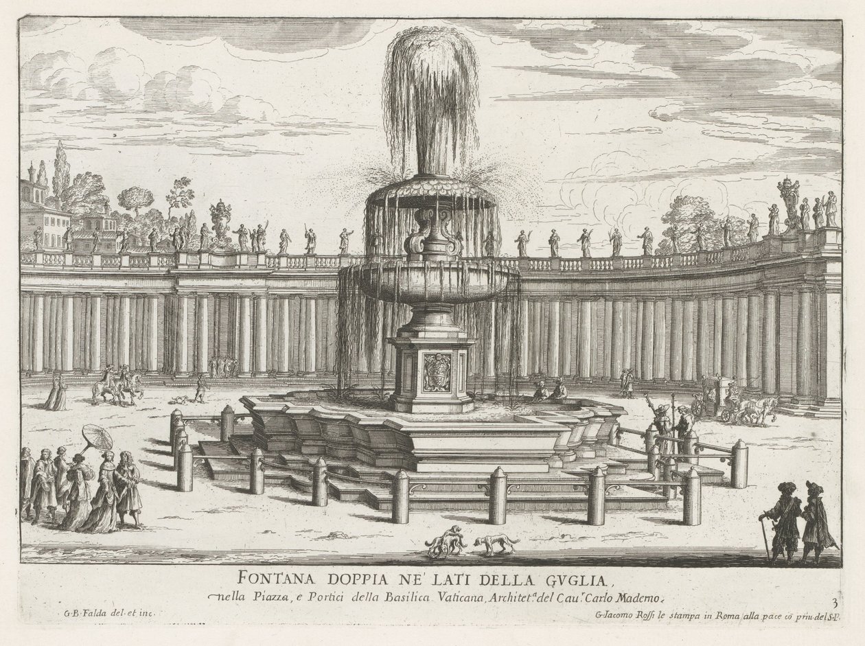 Brunnen auf dem Petersplatz im Vatikan von Giovanni Battista Falda