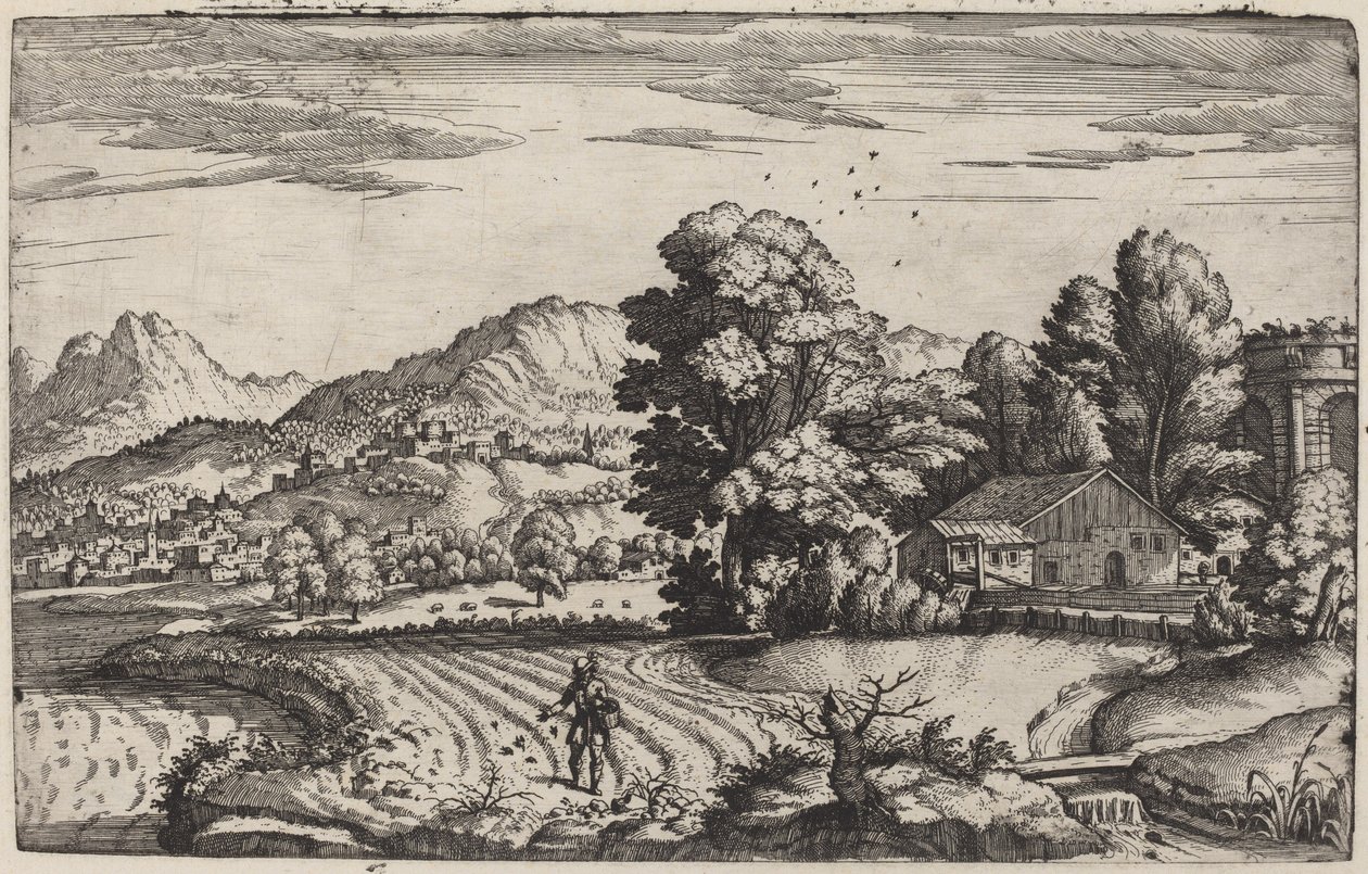 Gebirgige Landschaft mit dem Gleichnis vom Sämann von Giovanni Battista Fontana