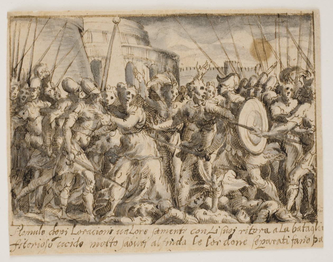 Die Sabinerinnen verhandeln Frieden zwischen den Römern und den Sabinern von Giovanni Battista Fontana