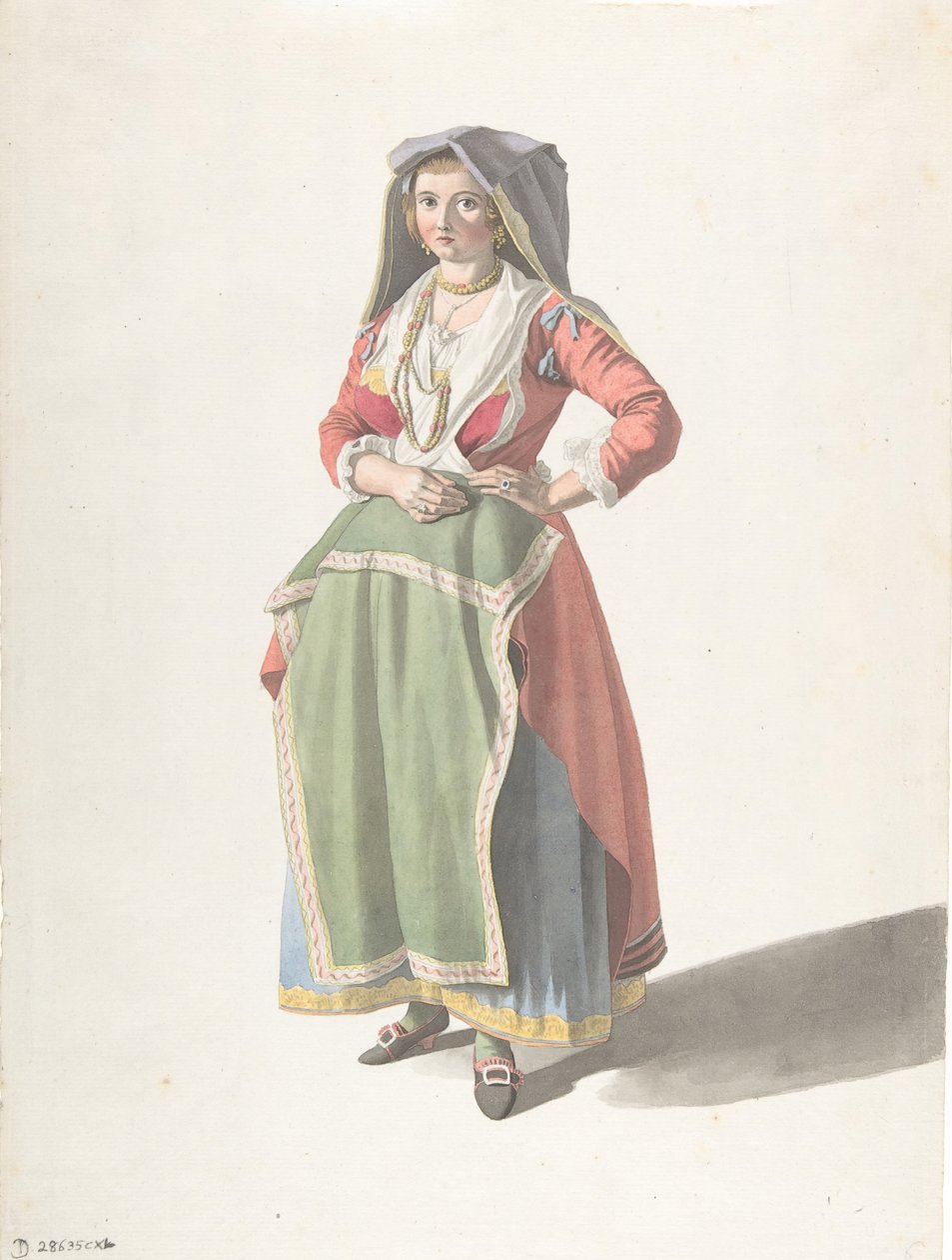 Junge Frau in traditioneller neapolitanischer Tracht von Giovanni Battista Lusieri