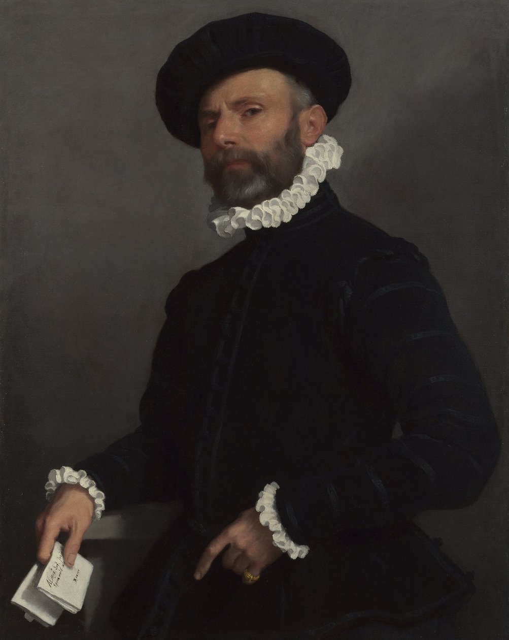 Porträt eines Mannes mit einem Brief LAvvocato, c. 1570 von Giovanni Battista Moroni