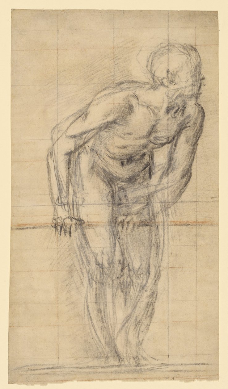 Ein stehender männlicher Akt (recto); Ein stehender männlicher Akt (verso) von Giovanni Battista Naldini