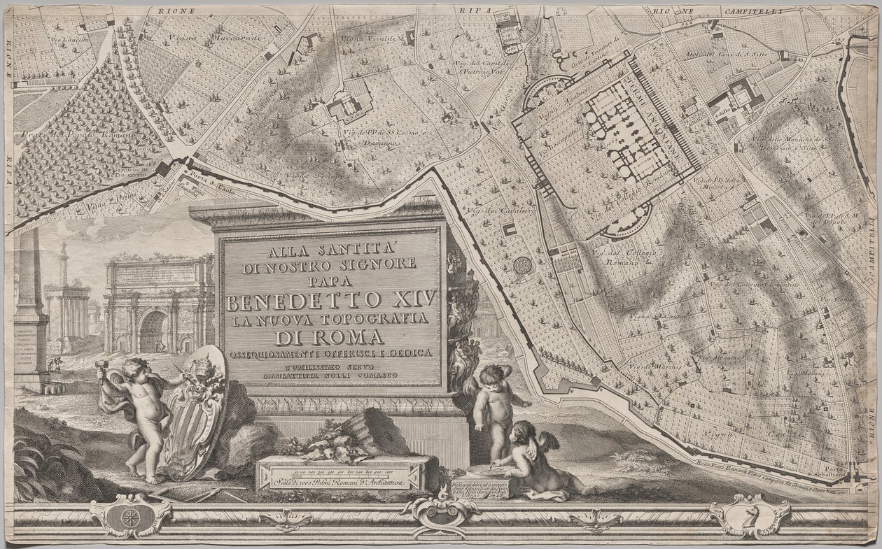 Neue Karte von Rom, herausgegeben von Giambattista Nolli im Jahr 1748, bekannt als La Pianta Grande di Roma von Giovanni Battista Nolli