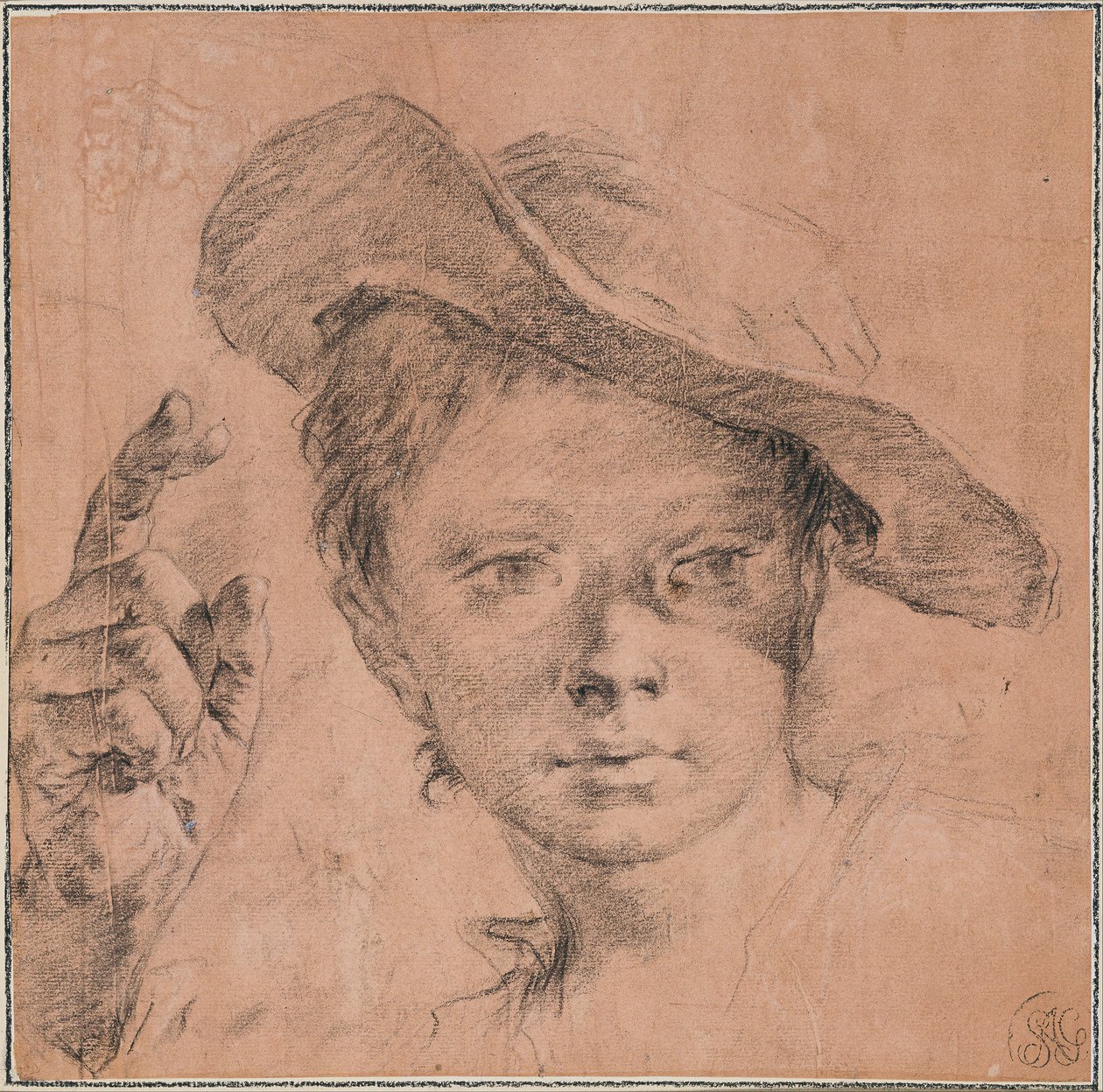 Junge zeigt mit erhobener rechter Hand von Giovanni Battista Piazzetta