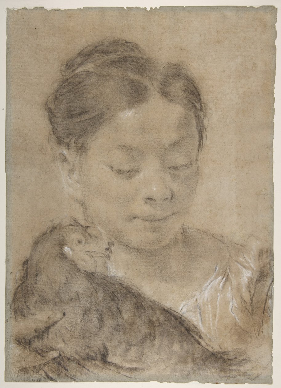 Mädchen mit Huhn von Giovanni Battista Piazzetta