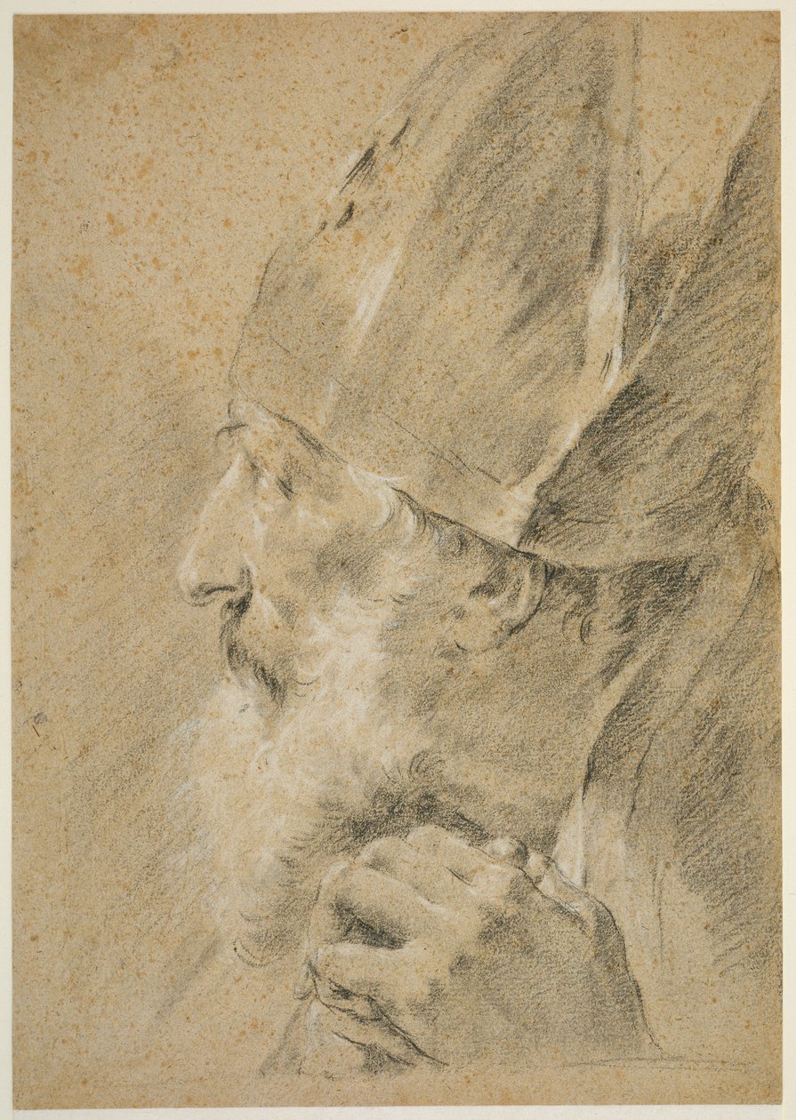 Kopf eines Bischofs im Profil von Giovanni Battista Piazzetta