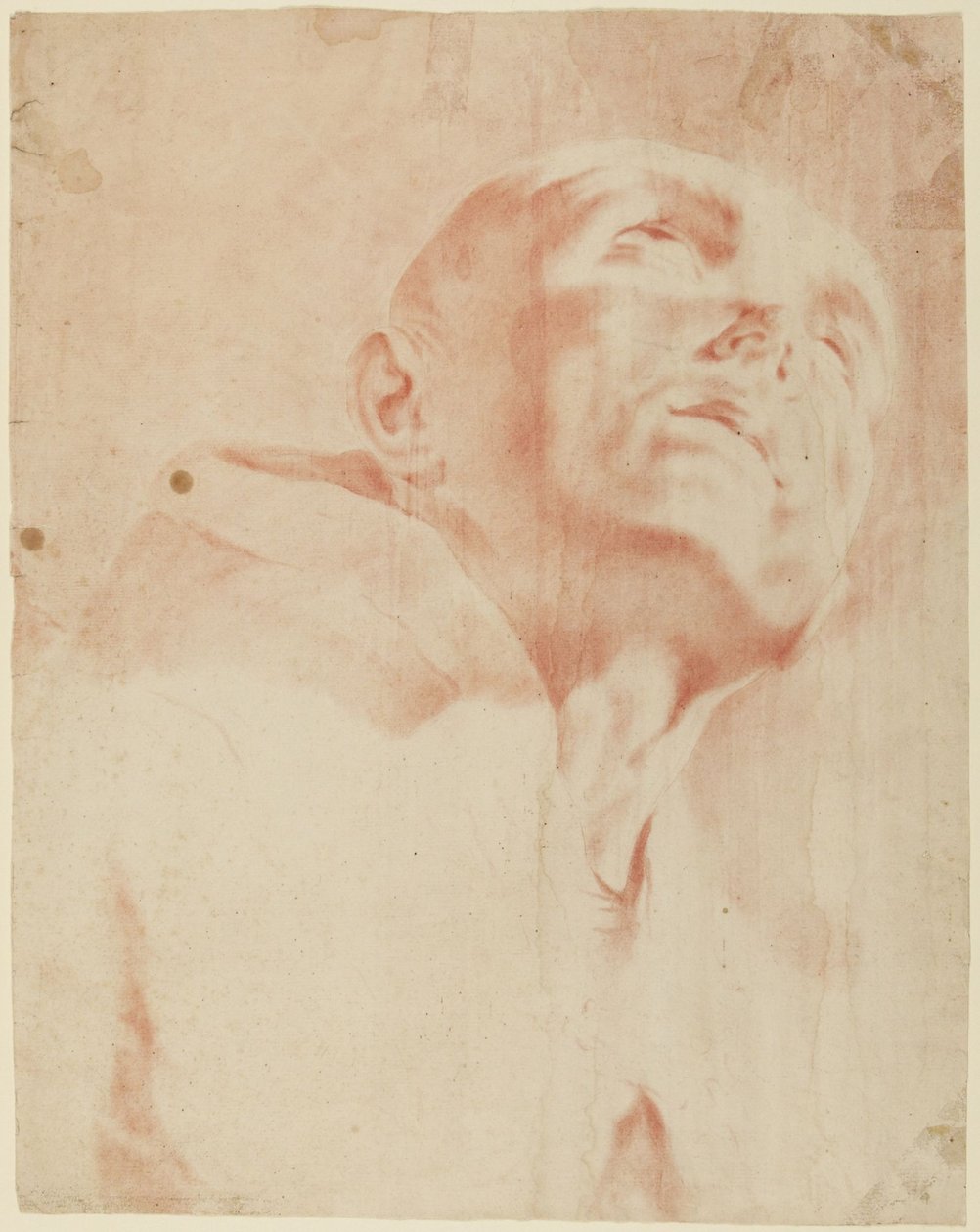 Kopf eines nach oben blickenden Mönchs von Giovanni Battista Piazzetta