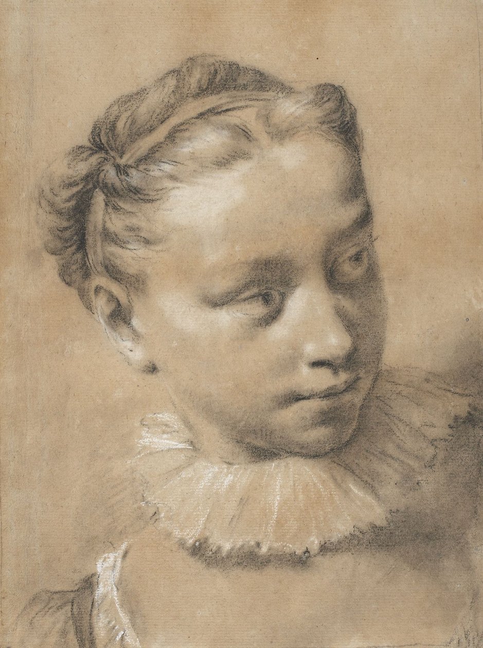 Junges Mädchen mit Halskrause von Giovanni Battista Piazzetta