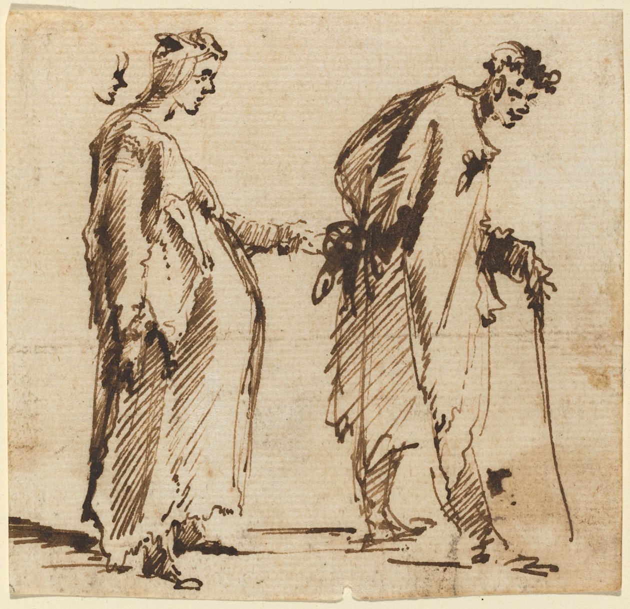 Eine schwangere junge Frau und ein junger Mann mit einem Stab von Giovanni Battista Piranesi