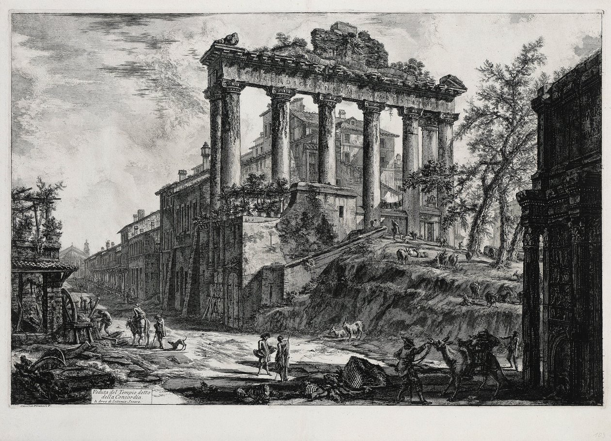 Ansicht des Concordia-Tempels (aus: Vedute di Roma) von Giovanni Battista Piranesi