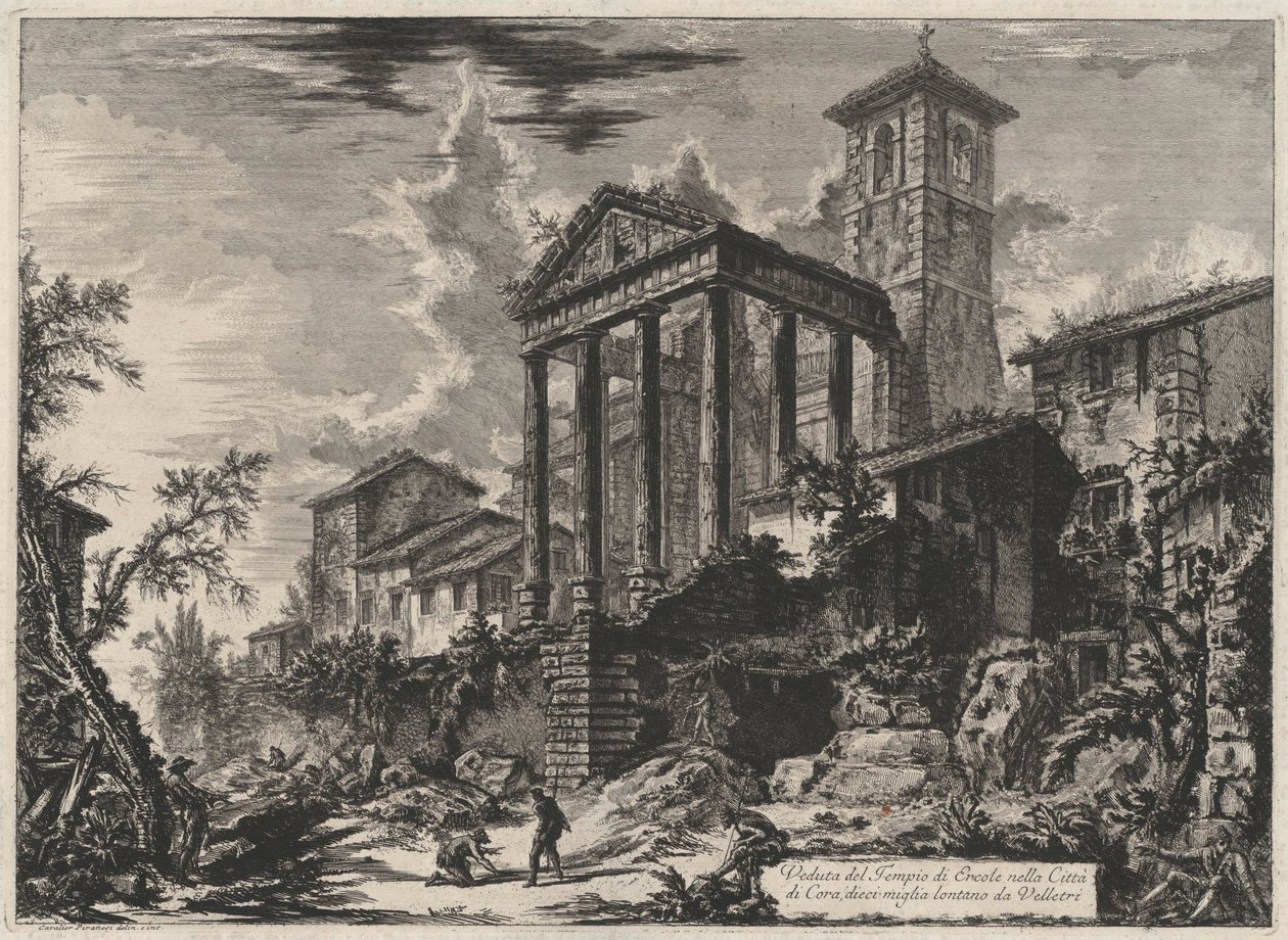 Ansicht des Herkulestempels in der Stadt Cora, zehn Meilen von Velletri entfernt (aus: Vedute di Roma) von Giovanni Battista Piranesi