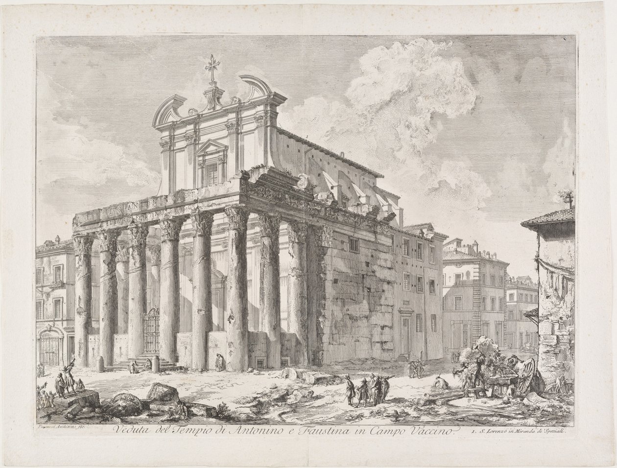 Ansicht des Tempels des Antoninus und der Faustina auf dem Campo Vaccino von Giovanni Battista Piranesi