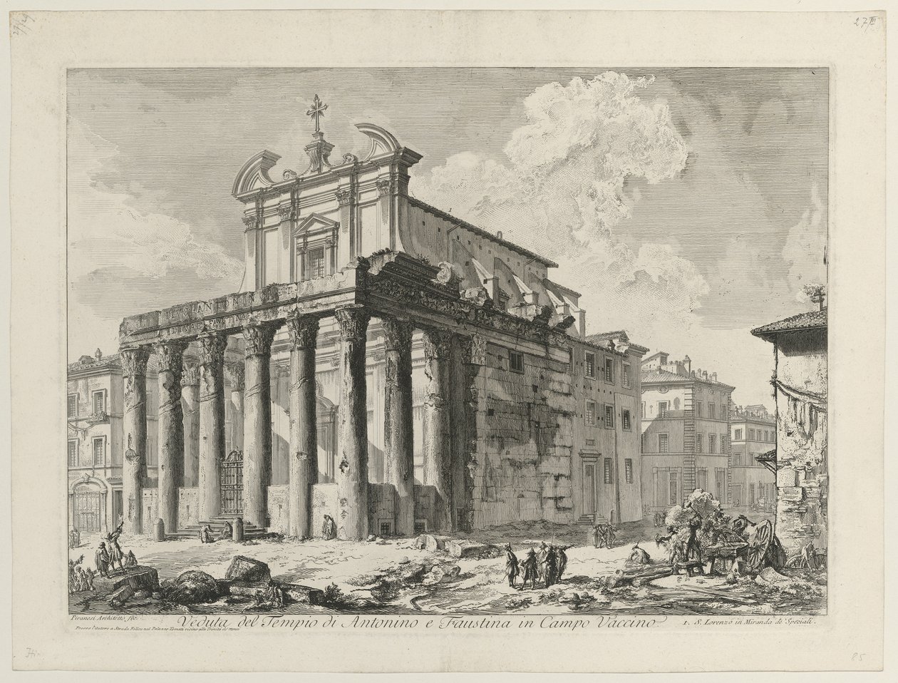 Ansicht des Tempels von Antonius und Faustina von Giovanni Battista Piranesi