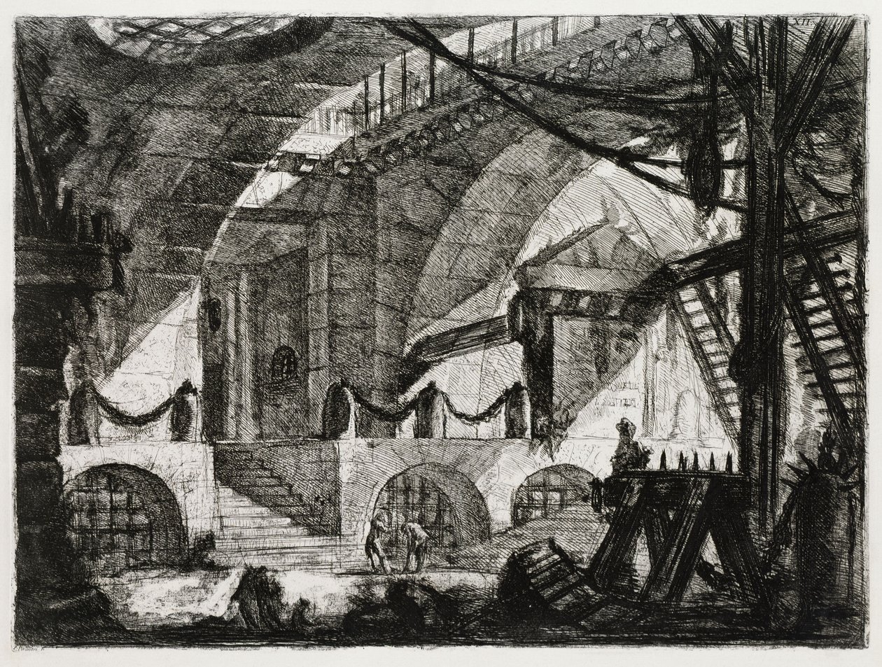 Das Sägepferd (Blatt 12 in: Carceri d