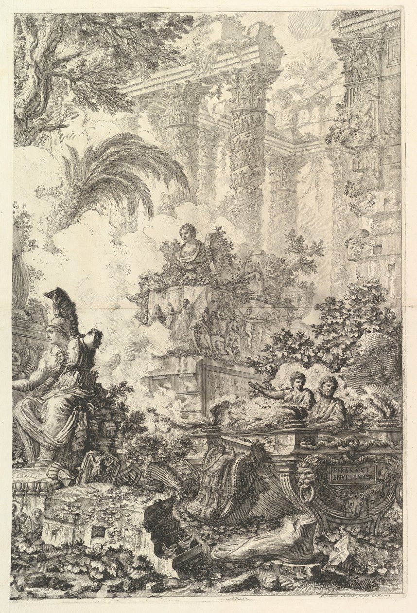Frontispiz, mit Statue der Minerva, ca. 1748 von Giovanni Battista Piranesi