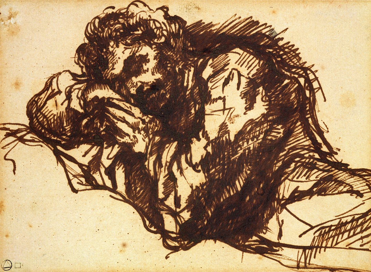 Halbporträt eines sich bückenden Mannes von Giovanni Battista Piranesi