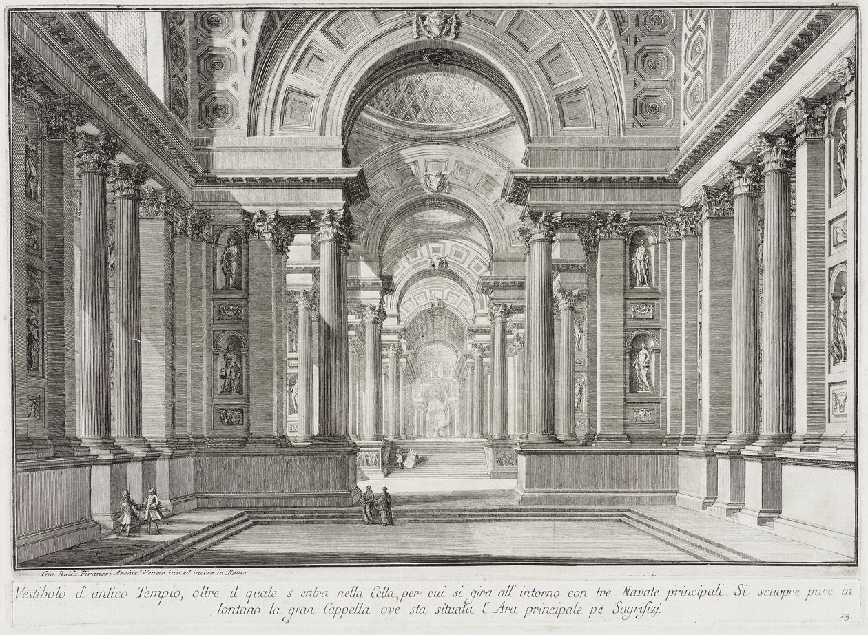 Imaginärer antiker Tempel im Stil derer, die zu Ehren der Göttin Vesta erbaut wurden von Giovanni Battista Piranesi