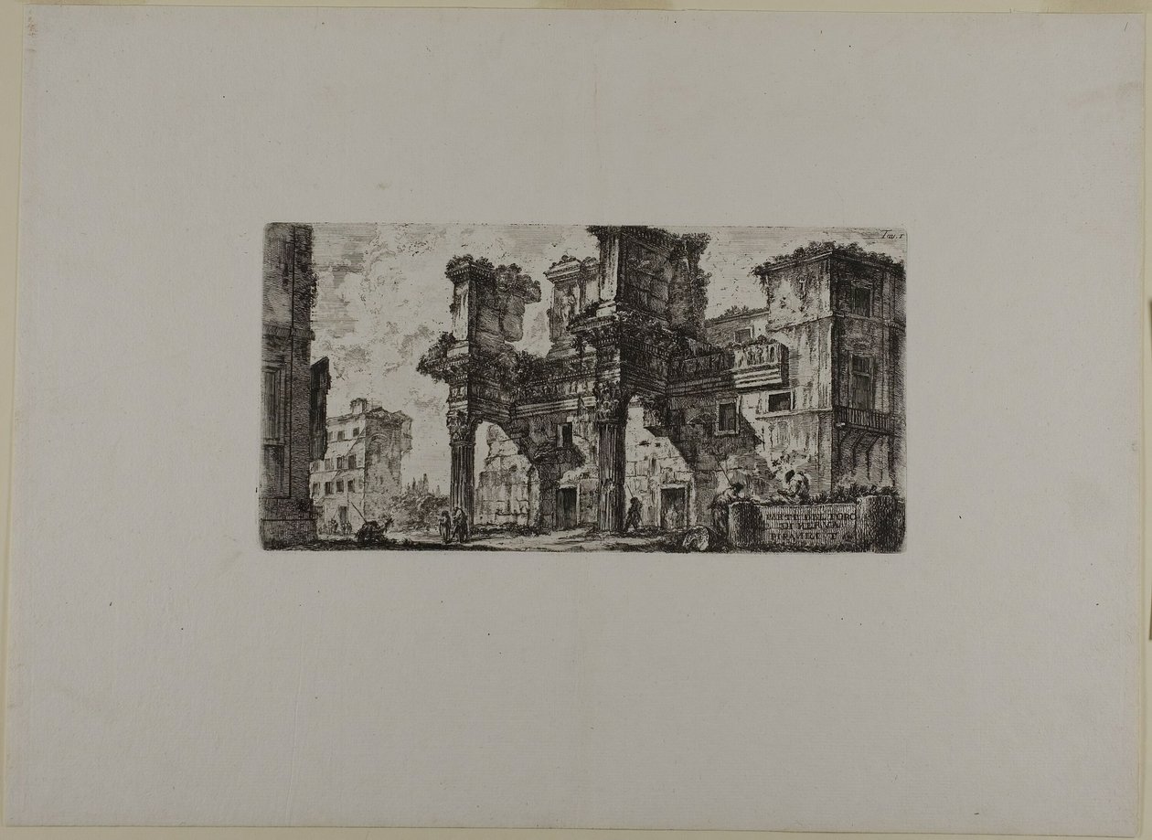Teil des Forums von Nerva, Platte fünf aus Einige Ansichten von Triumphbögen und anderen Denkmälern von Giovanni Battista Piranesi