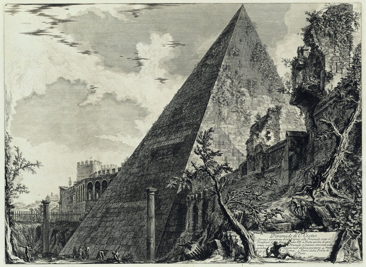 Pyramide des Gaius Cestius (aus: Vedute di Roma) von Giovanni Battista Piranesi
