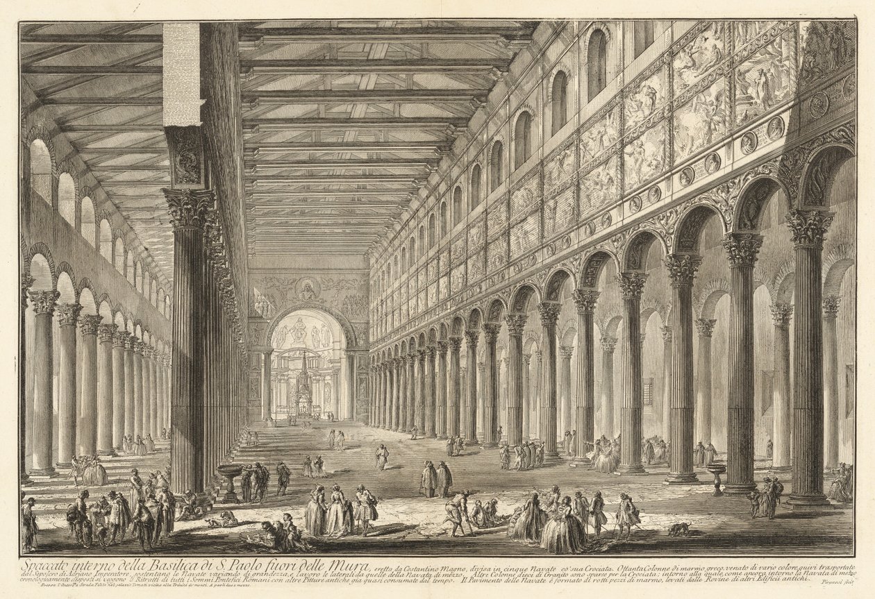 Querschnitt des Inneren der Basilika S. Paolo fuori delle Mura von Giovanni Battista Piranesi