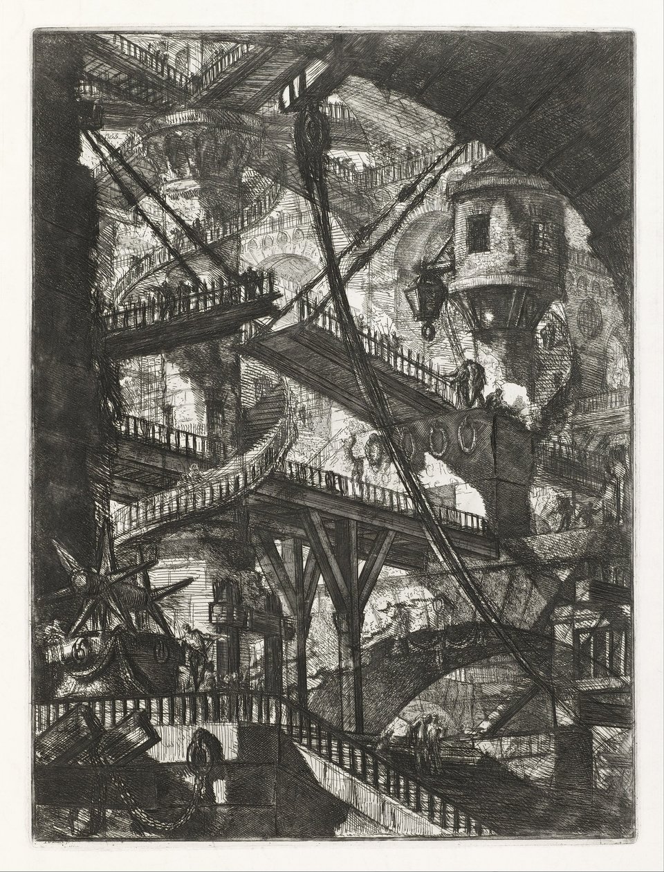 Die Zugbrücke, Platte VII aus der Serie Carceri d