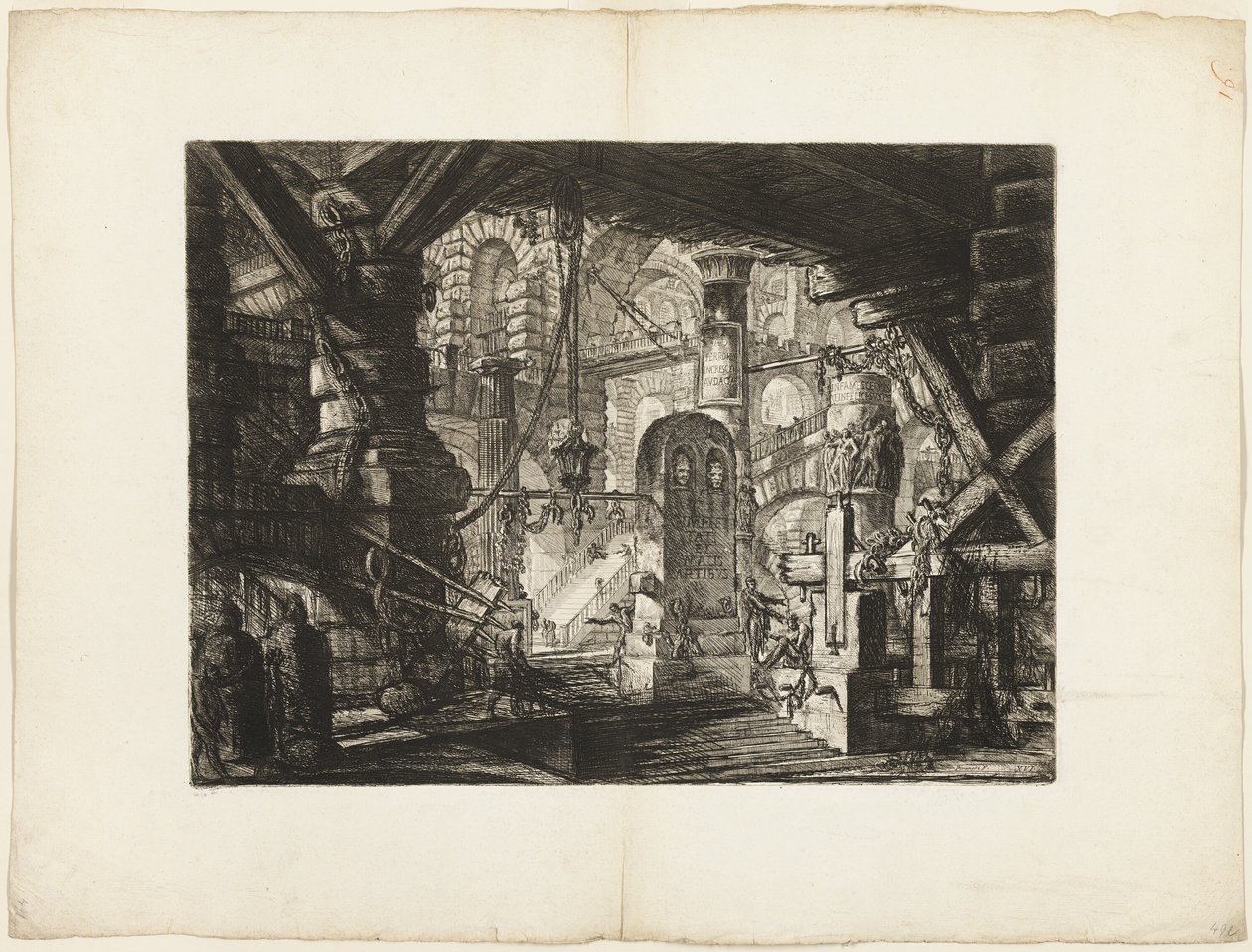 Der Pier mit Ketten, Tafel 16 aus Imaginäre Gefängnisse von Giovanni Battista Piranesi