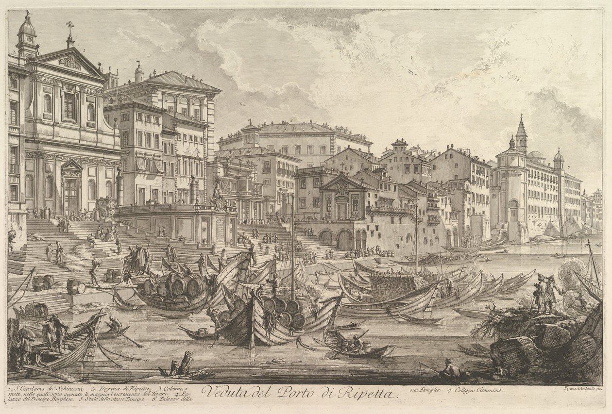 Der kleinere Hafen, genannt Porto di Ripetta Veduta del Porto di Ripetta, ca. 1753 von Giovanni Battista Piranesi