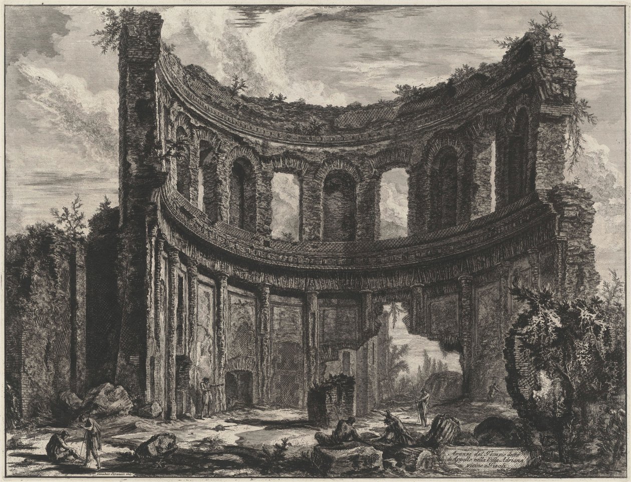 Überreste des sogenannten Apollo-Tempels in der Villa Hadrians nahe Tivoli (aus: Vedute di Roma) von Giovanni Battista Piranesi