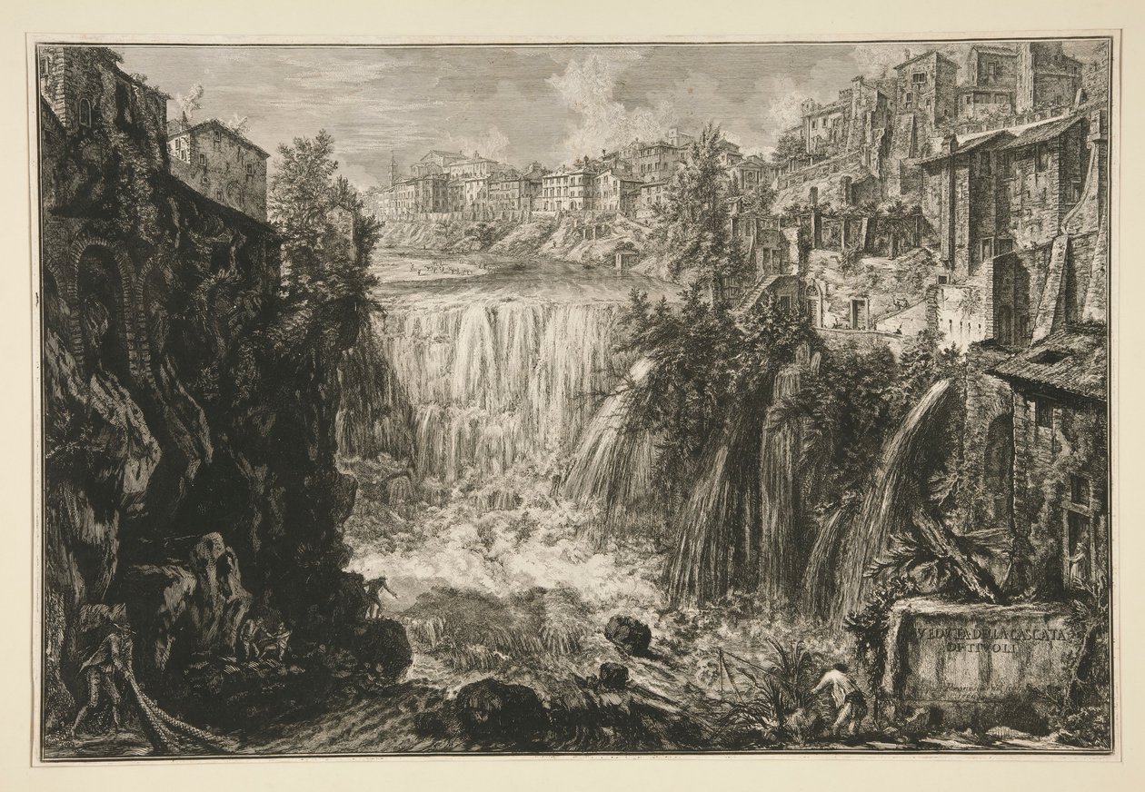 Ansicht des Großen Wasserfalls in Tivoli, aus Vedute di Roma von Giovanni Battista Piranesi