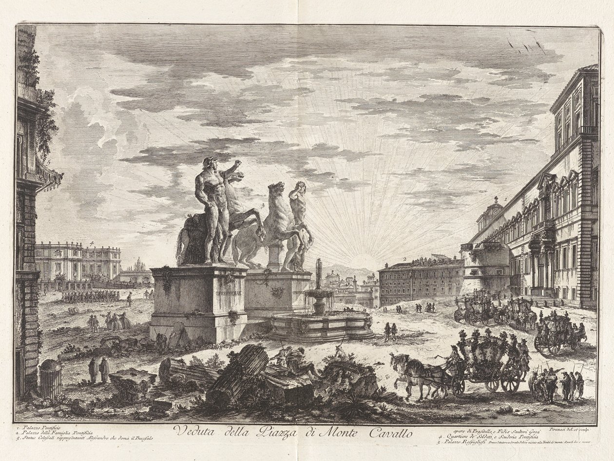 Ansicht der Piazza di Monte Cavallo (jetzt die Piazza del Quirinale mit dem Quirinalspalast), aus Ansichten von Rom von Giovanni Battista Piranesi