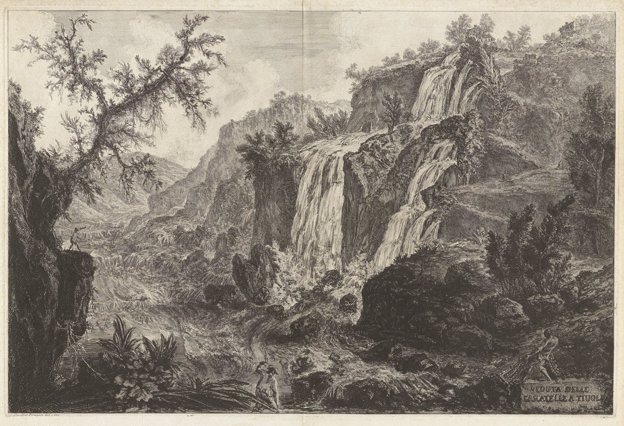 Ansicht der kleinen Wasserfälle in Tivoli, aus Vedute di Roma (Ansichten von Rom) von Giovanni Battista Piranesi