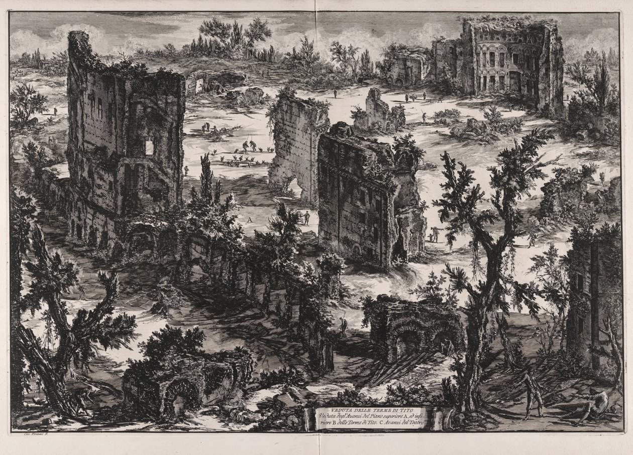 Ansicht der Thermen des Titus, aus Ansichten von Rom von Giovanni Battista Piranesi