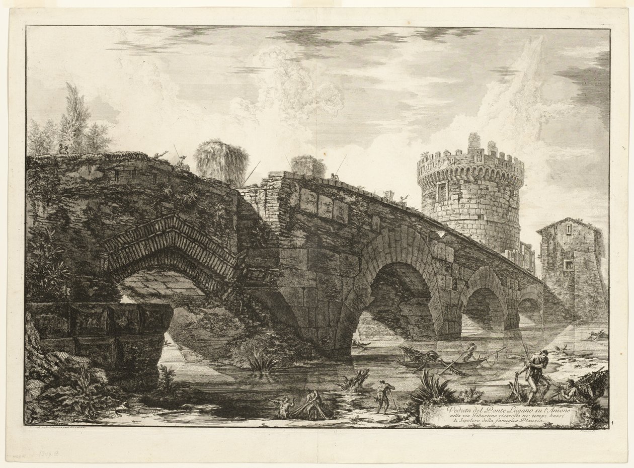 Ansicht von Ponte Lugano am Anio, aus Ansichten von Rom von Giovanni Battista Piranesi