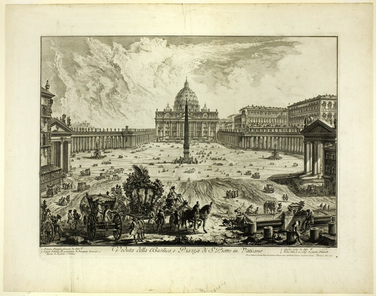 Ansicht der Petersbasilika und des Platzes im Vatikan, aus Ansichten von Rom von Giovanni Battista Piranesi