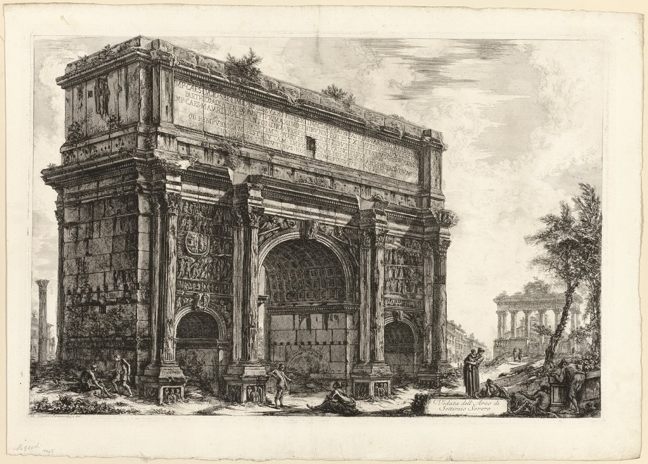 Ansicht des Bogens von Septimius Severus, aus Ansichten von Rom von Giovanni Battista Piranesi