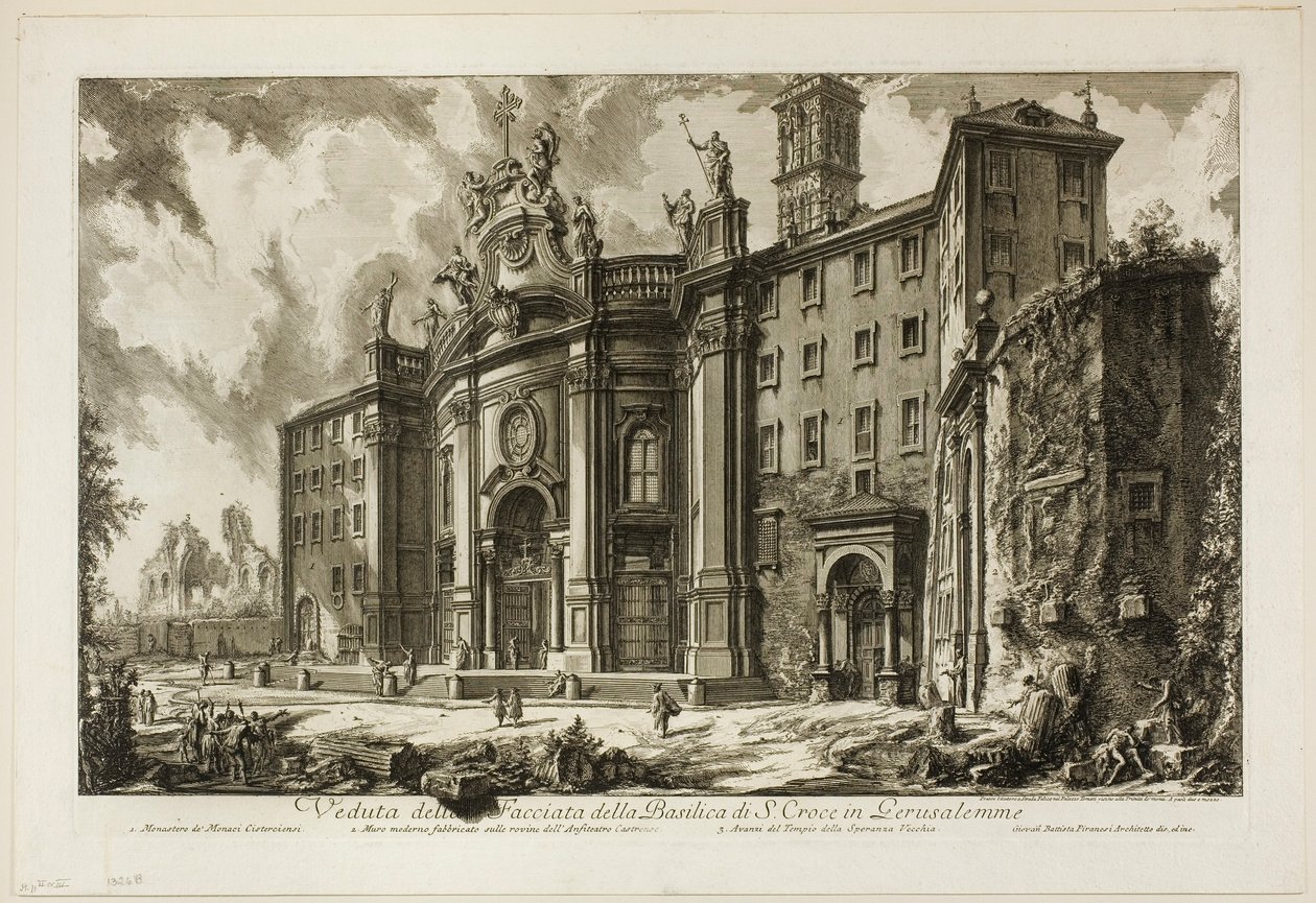 Ansicht der Fassade der Basilika S. Croce in Gerusalemme [Heiliges Kreuz in Jerusalem], aus Ansichten von Rom von Giovanni Battista Piranesi