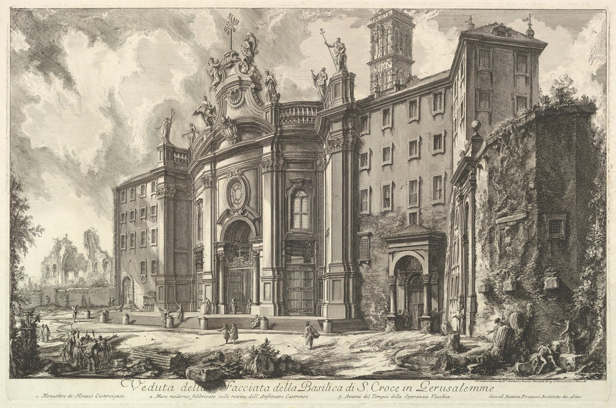Ansicht der Fassade der Basilika S. Croce in Gerusalemme, ca. 1750 von Giovanni Battista Piranesi