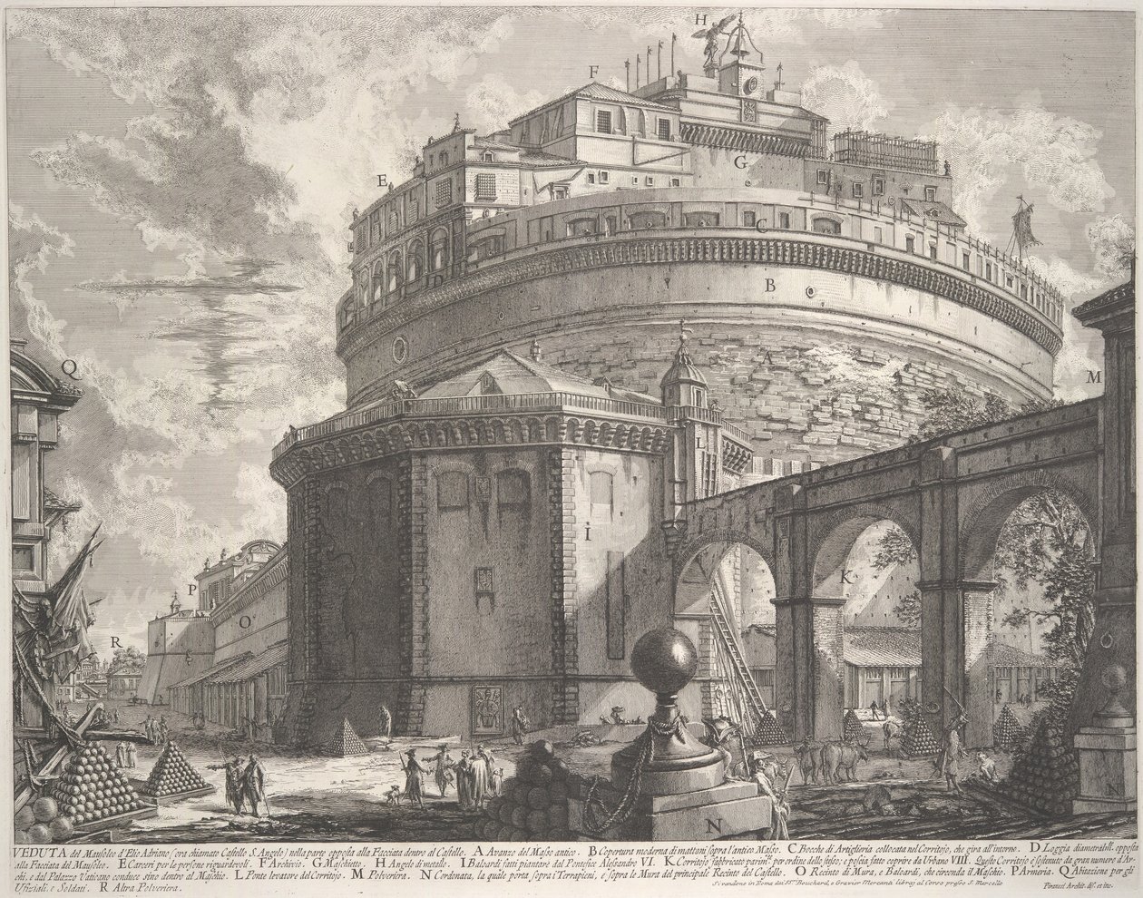 Ansicht des Mausoleums des Kaisers Hadrian, jetzt Castel S. Angelo genannt..., ca. 1756 von Giovanni Battista Piranesi
