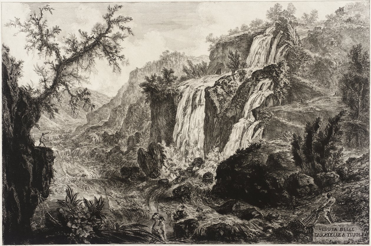 Ansicht des kleinen Wasserfalls und der Stromschnellen, Tivoli von Giovanni Battista Piranesi